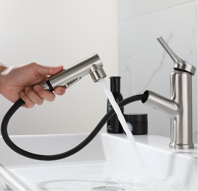 SUS304 het roestvrije staal trekt Enige het Bassinmixer van het Gaten Enige Handvat in Matte Black-Sn terug