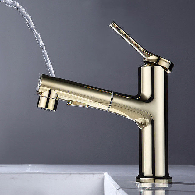 Het messing trekt van het het Gaten Enige Handvat van 360°Swivel Enige het Bassinmixer in Grey Matte Black Gold terug