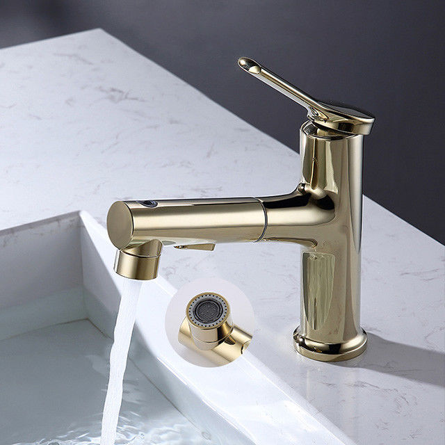 Het messing trekt van het het Gaten Enige Handvat van 360°Swivel Enige het Bassinmixer in Grey Matte Black Gold terug
