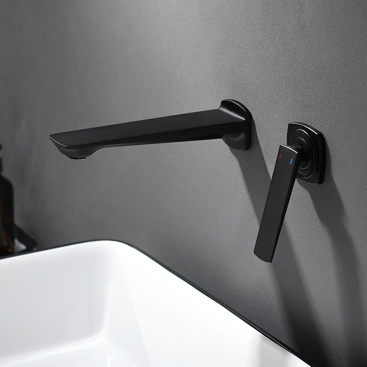 Zette de messings Moderne Muur de Enige Mixer van het Handvatbassin in Matte Black Chrome Gold Grey op