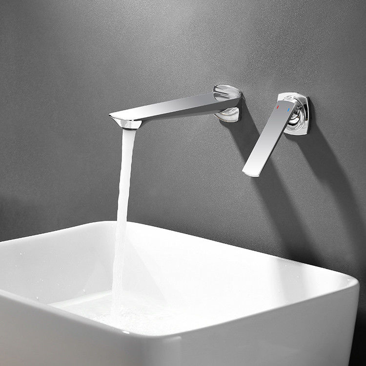 Zette de messings Moderne Muur de Enige Mixer van het Handvatbassin in Matte Black Chrome Gold Grey op