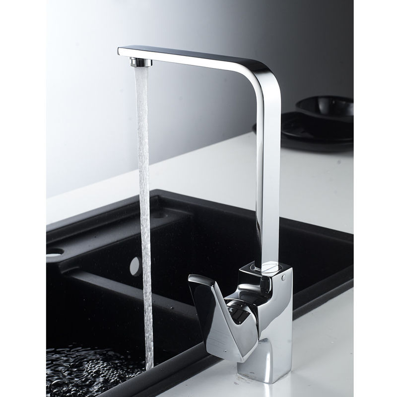 2023 Modern Single Hole Pools zware vierkant gegoten mixer kraan zwart Messing keuken kraan